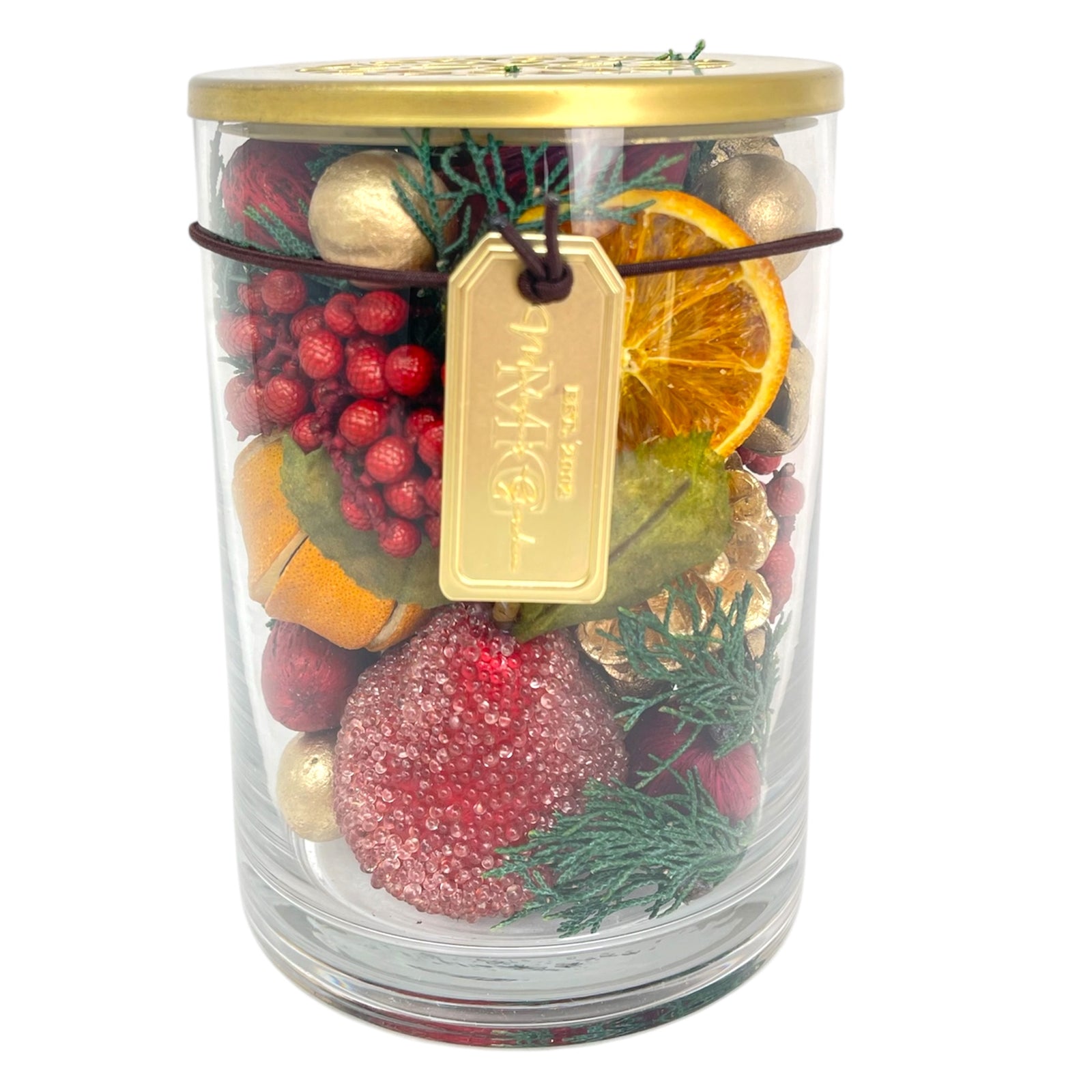 Cranberry Orange Botanical Vase w/Lid, 7.5oz