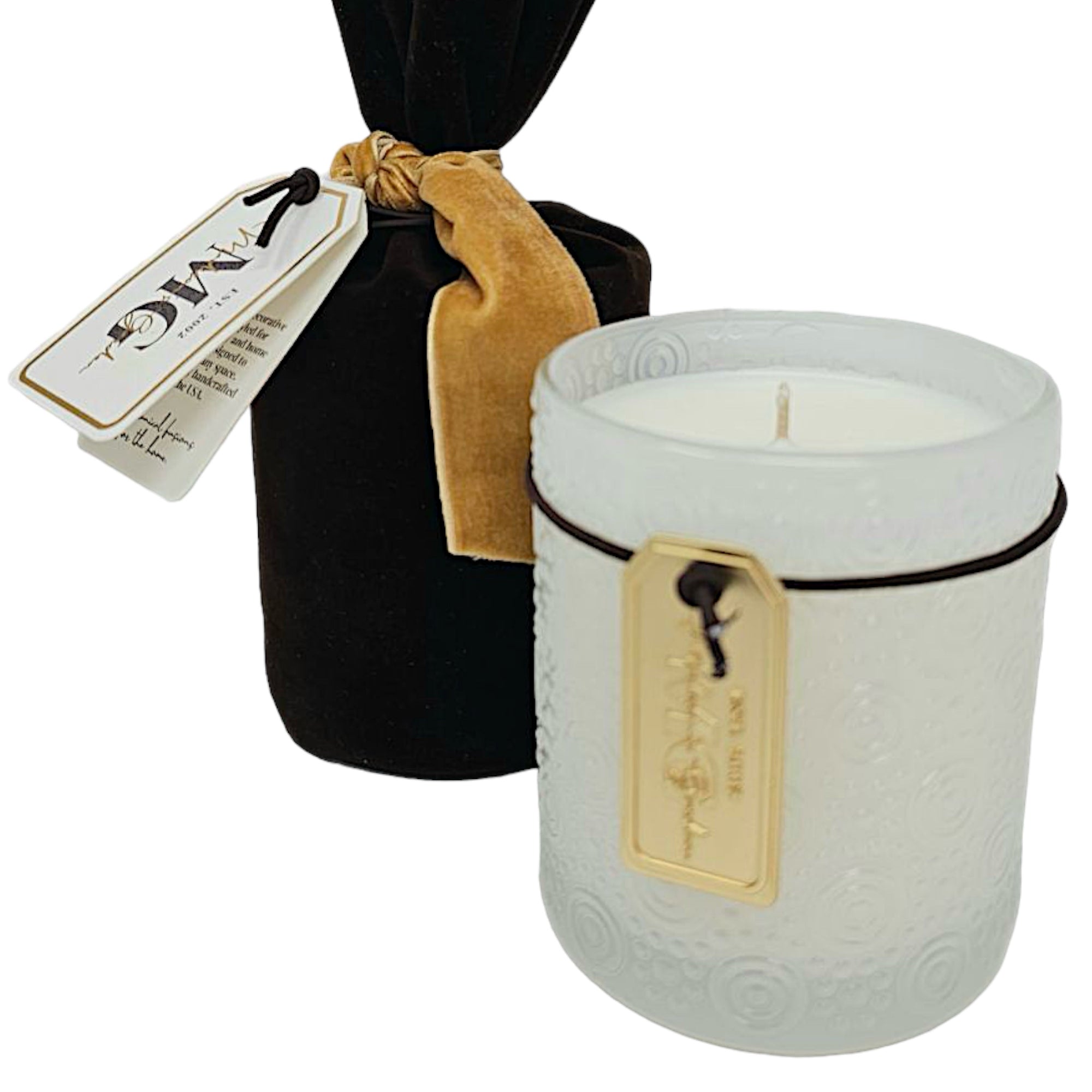 Holiday Swirl Candle in Velvet Bag, 10oz.