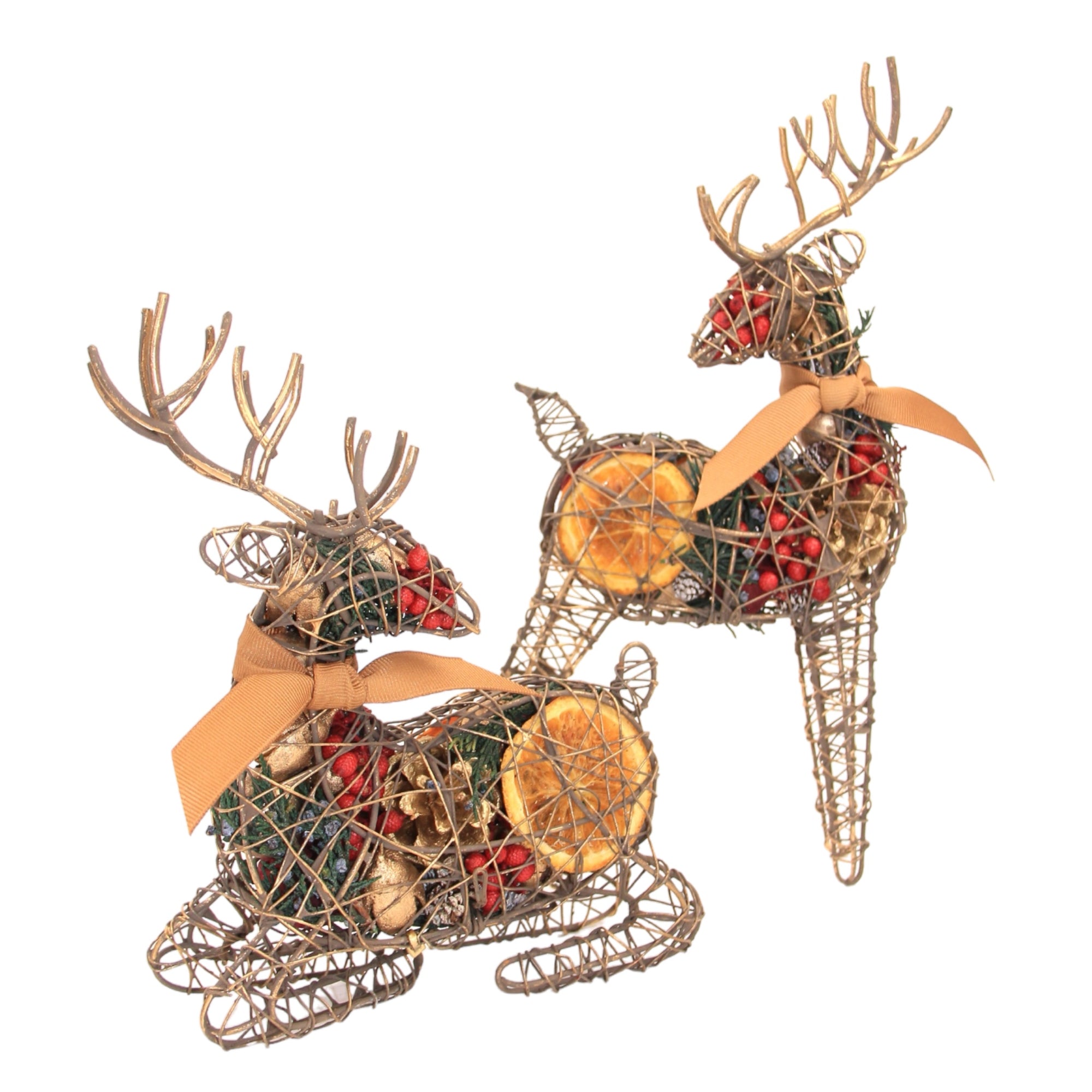 Cranberry Orange Deer Asst 3 ea Stand & Sit., 8"-10"