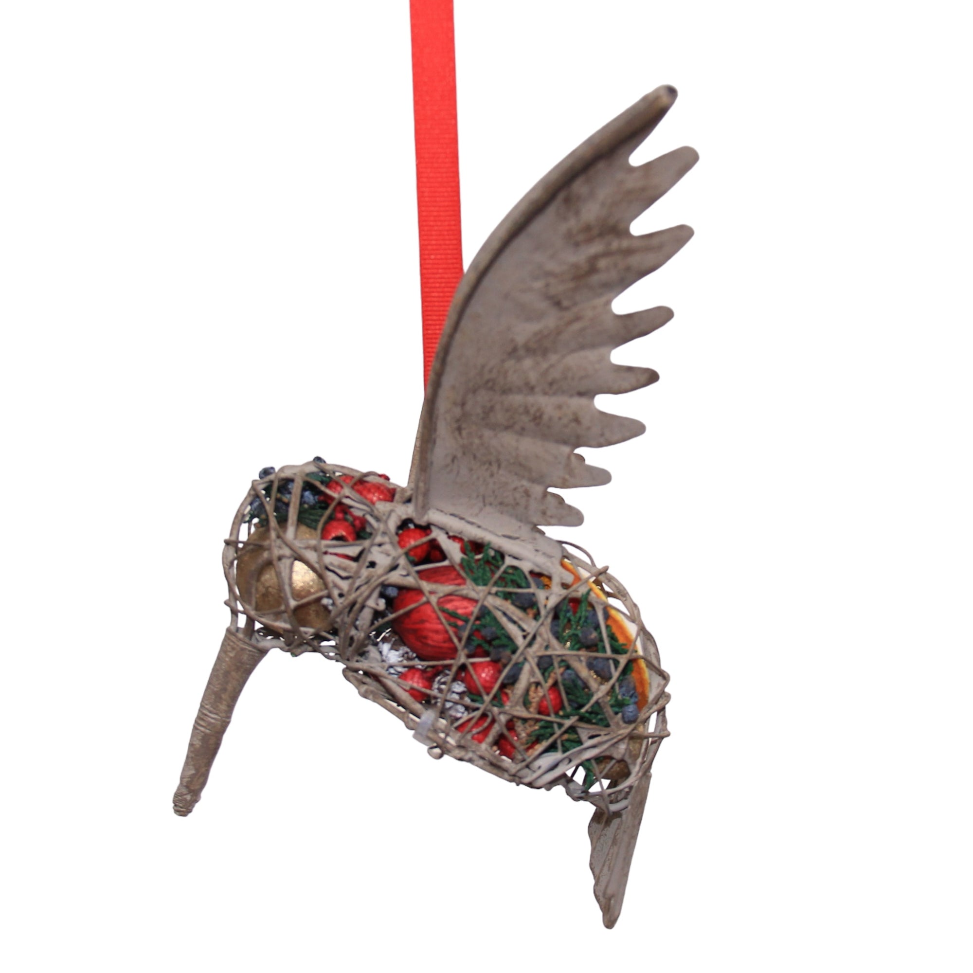 Cranberry Orange Humming Bird Pomander, 7.5"