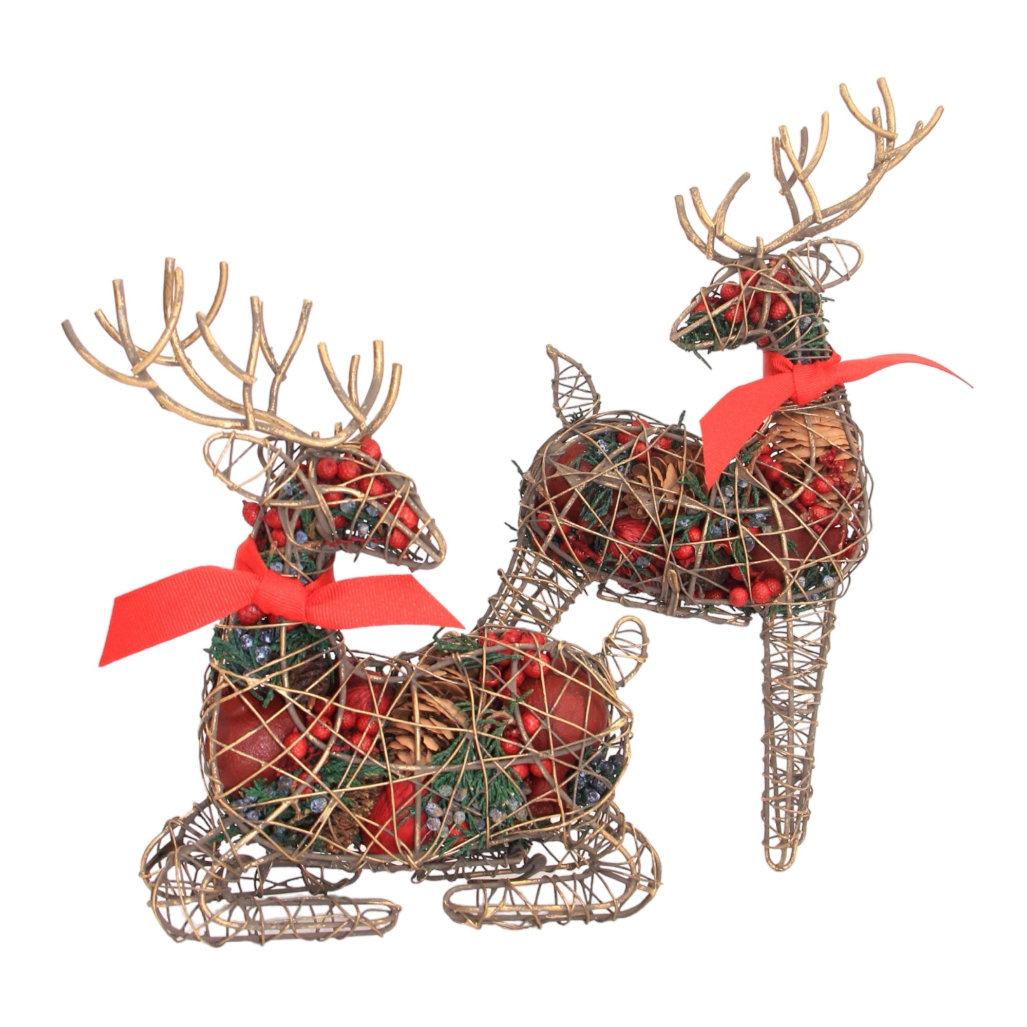 Holiday Greetings Deer Asst 3 ea Stand & Sit., 8"-10"