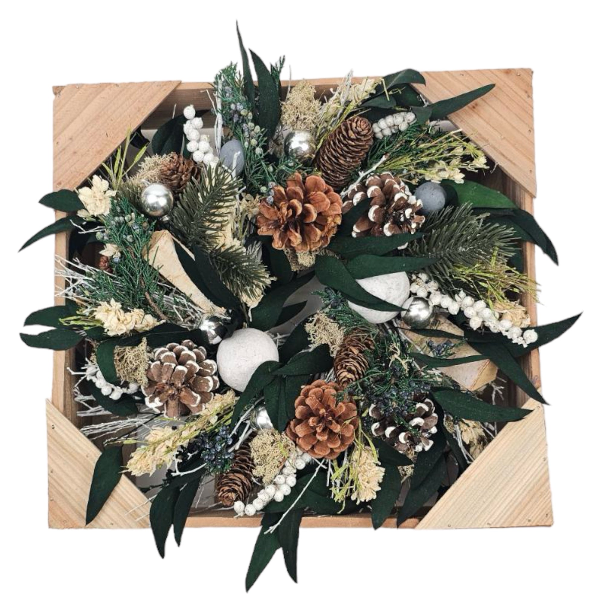 Log Cabin Wreath, 12"