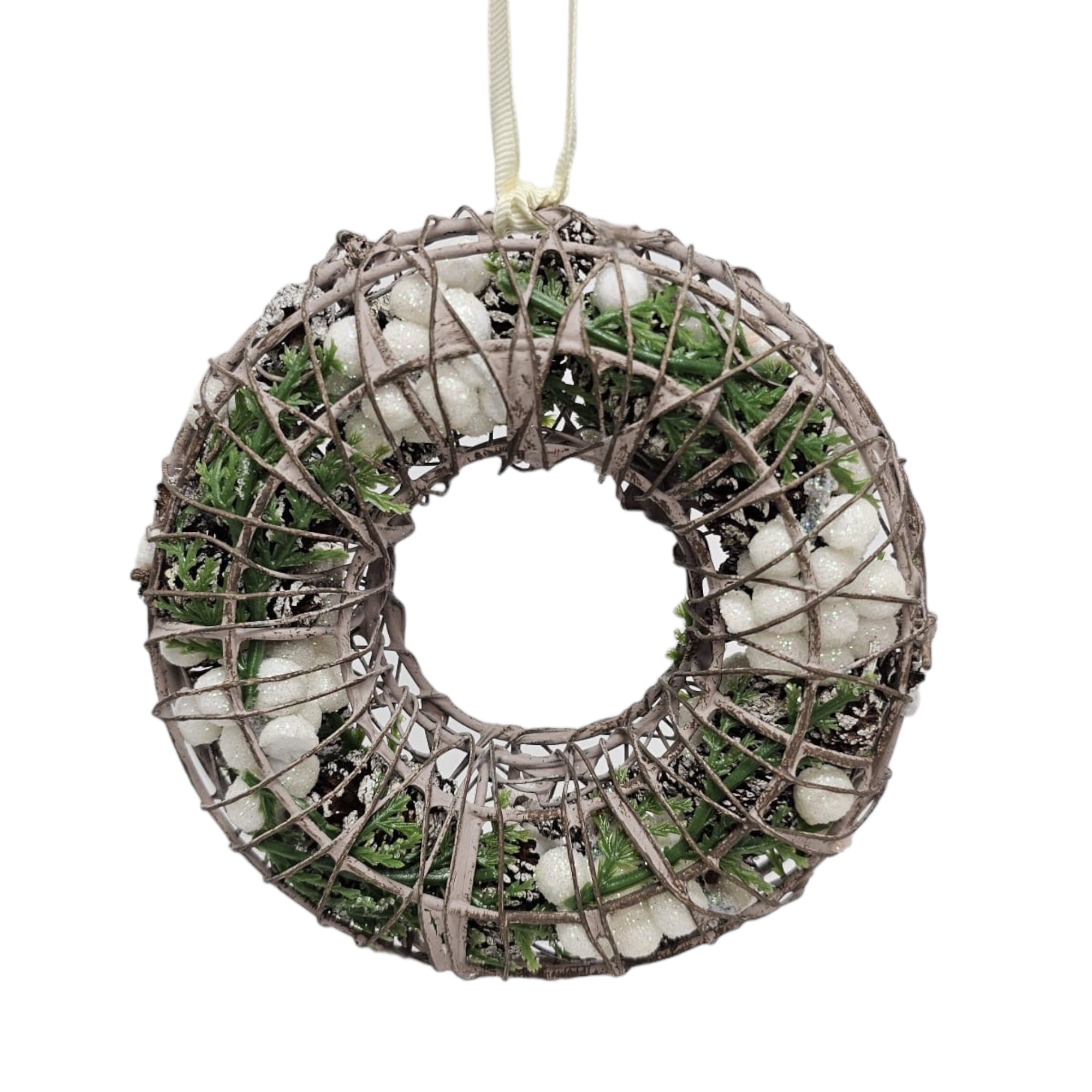 Log Cabin Wreath Ornament, 5"