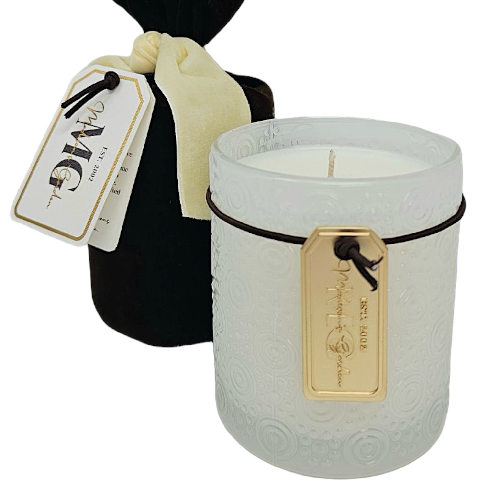 Holiday Swirl Candle in Velvet Bag, 10oz.